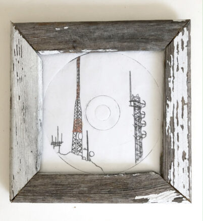 Radio Tower Etching with Handmade Frame